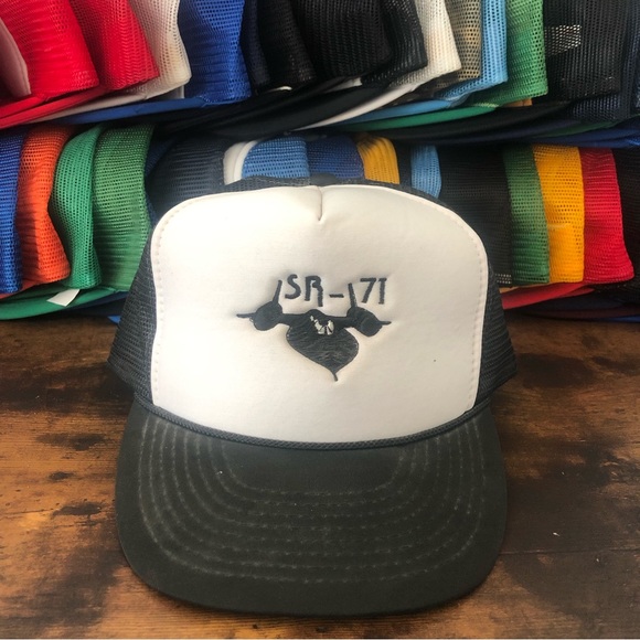 Vintage 80s Streetwear SR 71 mesh “blackbird” rope mesh Snapback Trucker Hat - Picture 1 of 8